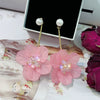 Small Fresh Sweet Flower Fabric Earrings With Electroplating Treatment