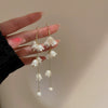 Small Fresh Sweet Flower Fabric Earrings With Electroplating Treatment