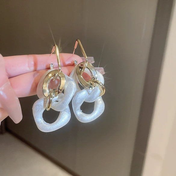 Small Fresh Sweet Flower Fabric Earrings With Electroplating Treatment