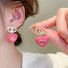 Small Fresh Sweet Flower Fabric Earrings With Electroplating Treatment