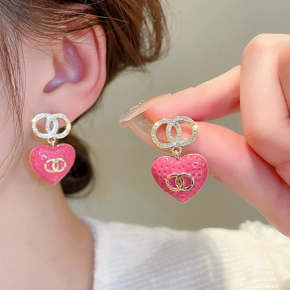 Small Fresh Sweet Flower Fabric Earrings With Electroplating Treatment