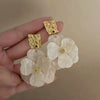Small Fresh Sweet Flower Fabric Earrings With Electroplating Treatment