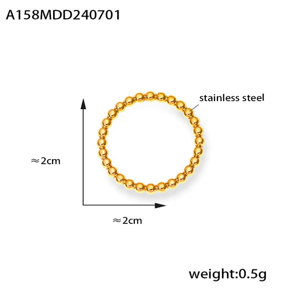 Small Round Bead Splicing Stainless Steel Gold Plated Ring For Women Geometric Simple Style Electroplated Jewelry