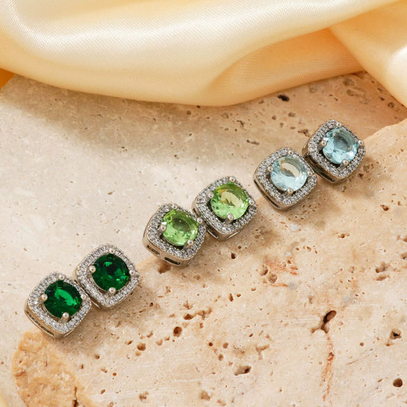 Small Square Sugar Zircon Stud Earrings For Women Copper Minimalist Square Diamond Embedded Earrings