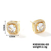Small Square Sugar Zircon Stud Earrings For Women Copper Minimalist Square Diamond Embedded Earrings
