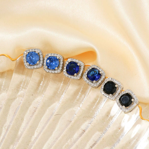 Small Square Sugar Zircon Stud Earrings For Women Copper Minimalist Square Diamond Embedded Earrings