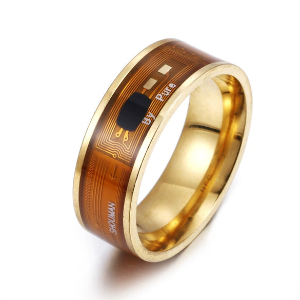 Smart Jewelry Titanium Steel Ring With Letters Numbers Text Pattern Dripping Oil Treatment Unisex