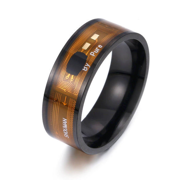 Smart Jewelry Titanium Steel Ring With Letters Numbers Text Pattern Dripping Oil Treatment Unisex