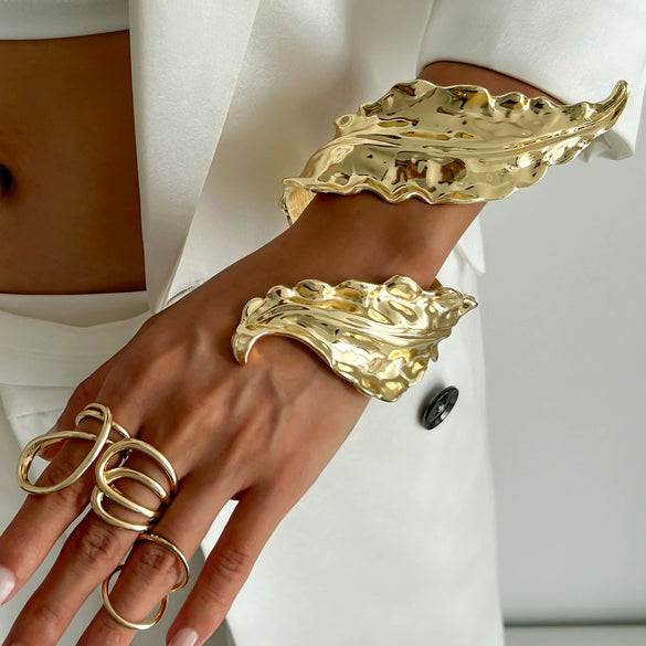 Smart Leaf Winding Bracelet Liquid Metal Electroplating Design