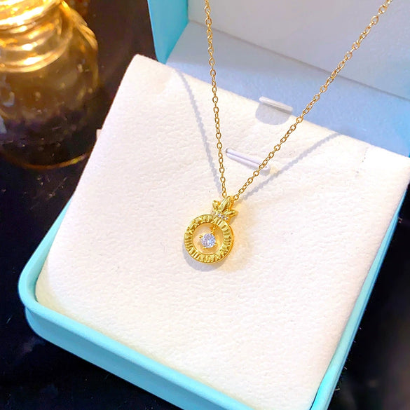 Smart Necklace Titanium Steel Copper With Geometric Pattern Roman Numeral Clover For Women Light Luxury Style