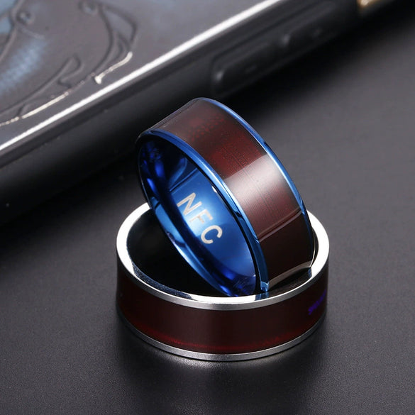 Smart Ring Nfc Smart Jewelry Titanium Steel Geometric Dripping Oil Unisex