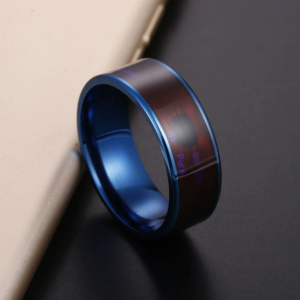 Smart Ring Nfc Smart Jewelry Titanium Steel Geometric Dripping Oil Unisex