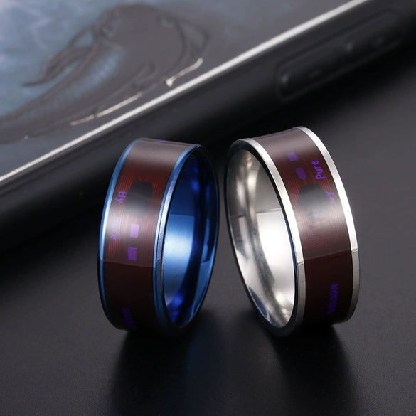 Smart Ring Nfc Smart Jewelry Titanium Steel Geometric Dripping Oil Unisex
