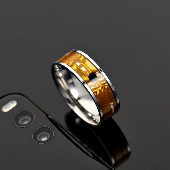 Smart Ring Nfc Smart Jewelry Titanium Steel With Letters Numbers Text Epoxy Treatment Unisex