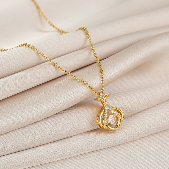 Smart Series Titanium Steel Women's Fashion Beating Heart Necklace With Letter Number Text Pattern O Chain
