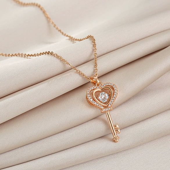 Smart Series Titanium Steel Women's Fashion Beating Heart Necklace With Letter Number Text Pattern O Chain