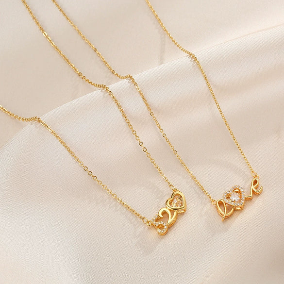 Smart Series Titanium Steel Women's Fashion Beating Heart Necklace With Letter Number Text Pattern O Chain