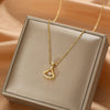 Smart Series Titanium Steel Women's Fashion Beating Heart Necklace With Letter Number Text Pattern O Chain