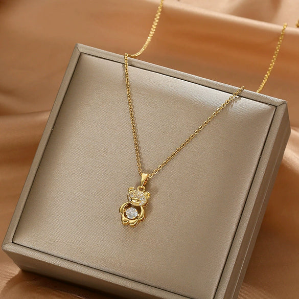 Smart Series Titanium Steel Women's Fashion Beating Heart Necklace With Letter Number Text Pattern O Chain