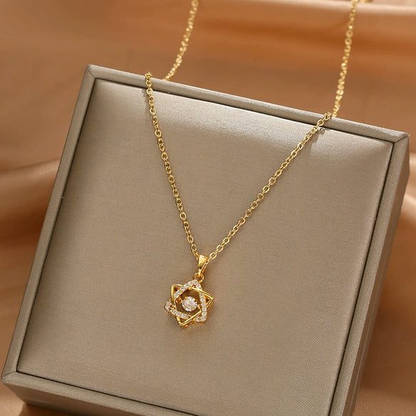 Smart Series Titanium Steel Women's Fashion Beating Heart Necklace With Letter Number Text Pattern O Chain