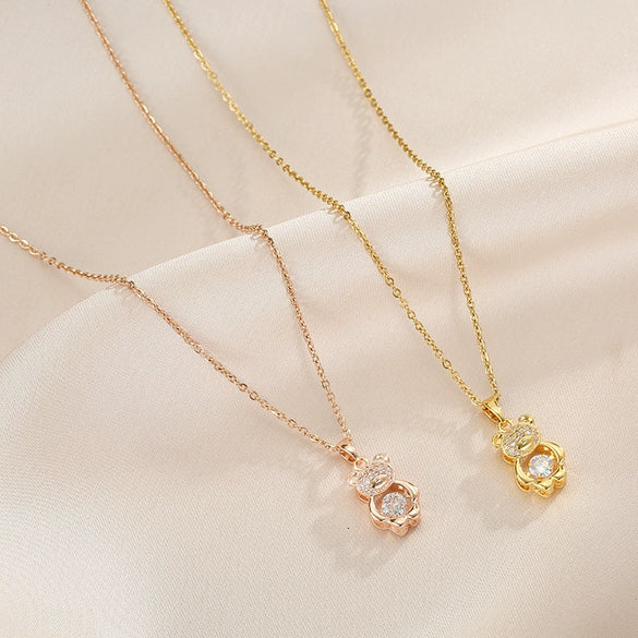 Smart Series Titanium Steel Women's Fashion Beating Heart Necklace With Letter Number Text Pattern O Chain