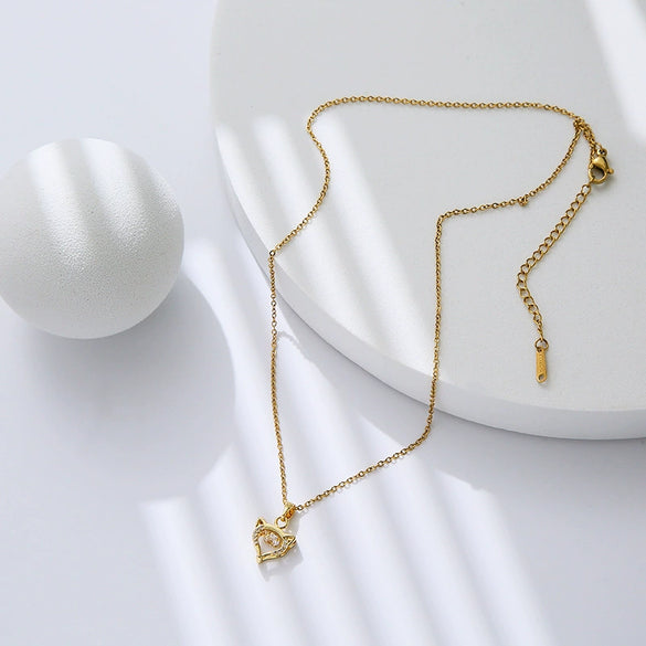 Smart Series Titanium Steel Women's Fashion Beating Heart Necklace With Letter Number Text Pattern O Chain