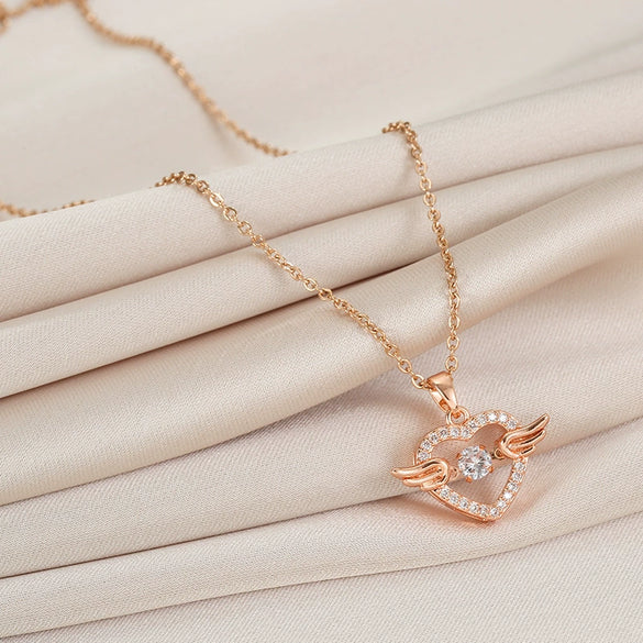 Smart Series Titanium Steel Women's Fashion Beating Heart Necklace With Letter Number Text Pattern O Chain