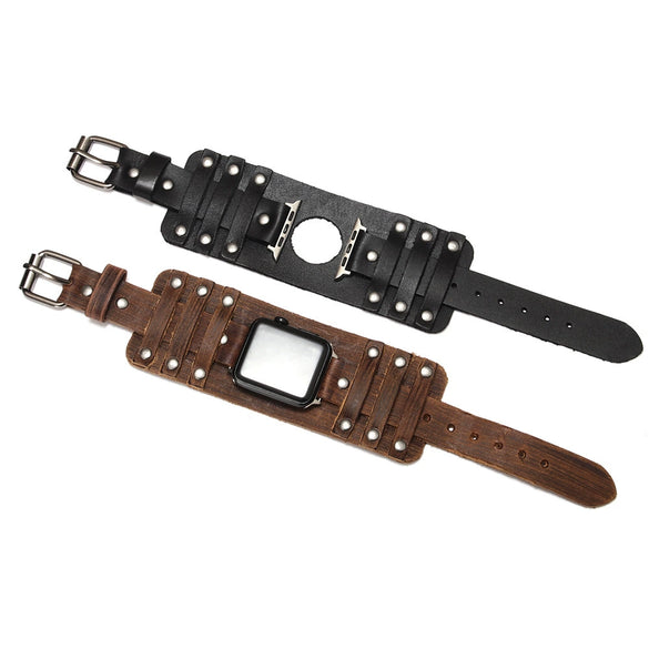 Smart Watch Accessories Leather Punk Strap Geometric Handmade Unisex