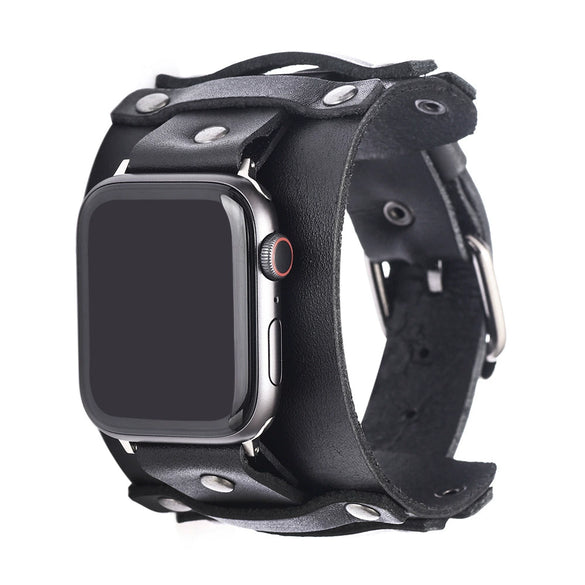 Smart Watch Accessories Leather Punk Strap Geometric Handmade Unisex
