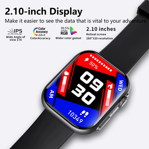 Smart Watch Aluminum Alloy Case Silicone Wrist Strap Square Dial Sporty Style Bluetooth Multitouch Screen For Health Monitoring