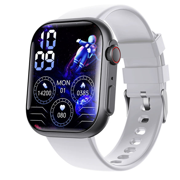 Smart Watch Aluminum Alloy Case Silicone Wrist Strap Square Dial Sporty Style Bluetooth Multitouch Screen For Health Monitoring