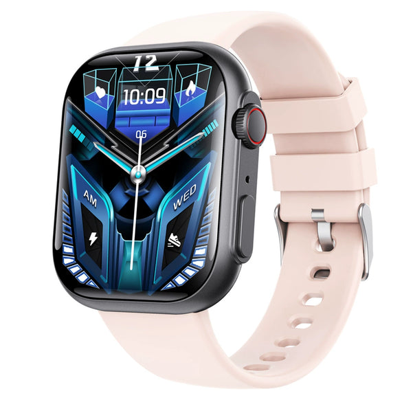 Smart Watch Aluminum Alloy Case Silicone Wrist Strap Square Dial Sporty Style Bluetooth Multitouch Screen For Health Monitoring
