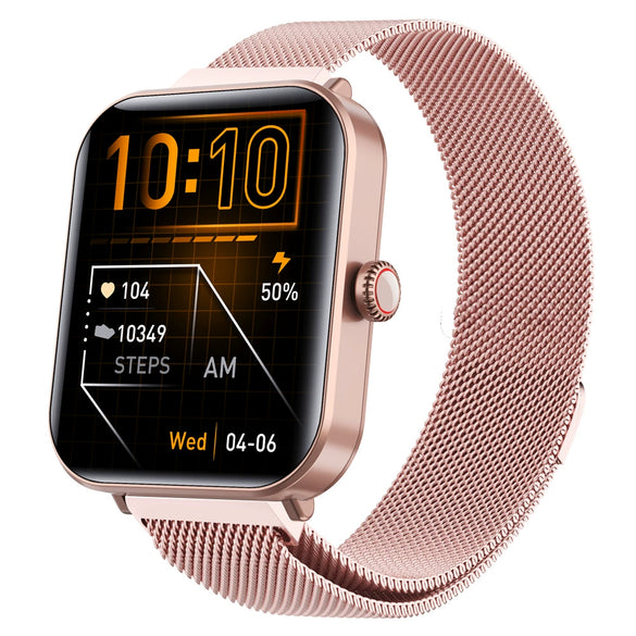 Smart Watch Aluminum Alloy Square Dial Sporty Style Silicone Strap Bluetooth Touch Screen Blood Oxygen Monitoring