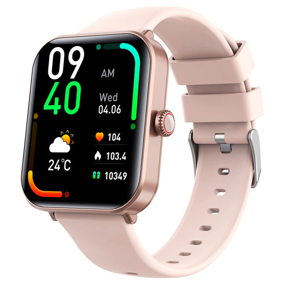 Smart Watch Aluminum Alloy Square Dial Sporty Style Silicone Strap Bluetooth Touch Screen Blood Oxygen Monitoring