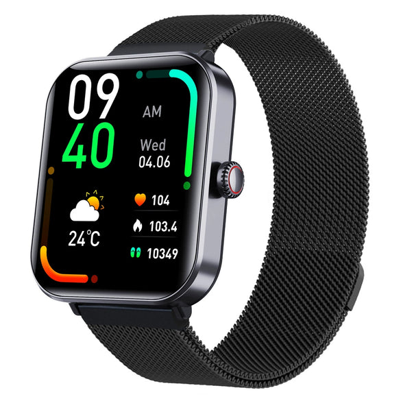 Smart Watch Aluminum Alloy Square Dial Sporty Style Silicone Strap Bluetooth Touch Screen Blood Oxygen Monitoring