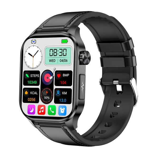 Smart Watch Bluetooth Call Monitoring Amoled Screen Silicone Strap Square Dial