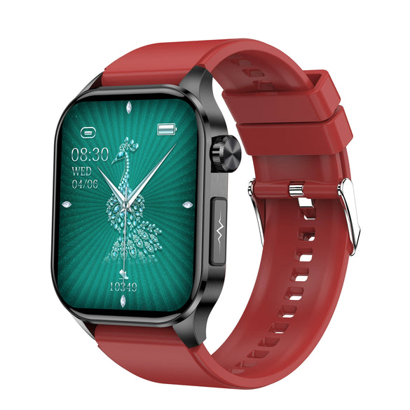 Smart Watch Bluetooth Call Monitoring Amoled Screen Silicone Strap Square Dial