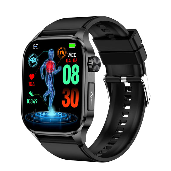 Smart Watch Bluetooth Call Monitoring Amoled Screen Silicone Strap Square Dial