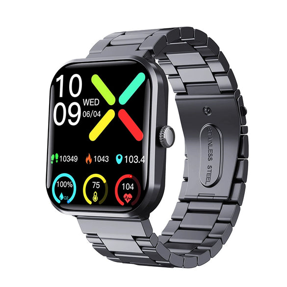 Smart Watch Multifunction Blood Glucose Blood Pressure Heart Rate Blood Oxygen Monitoring Sos Alarm Call Square Dial Daily Waterproof Environmentally Friendly Silicone Wristband