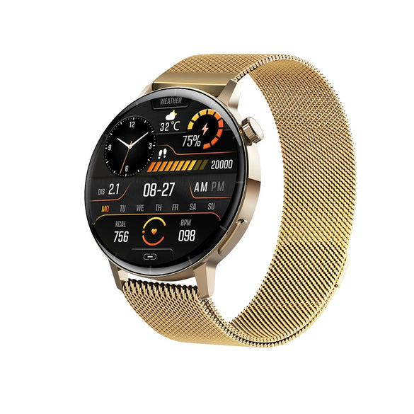 Smart Watch Silicone Wrist Strap Alloy Case Sporty Style Round Dial Touch Push Button Operation Blood Oxygen Heart Rate Measurement