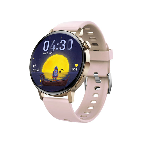 Smart Watch Silicone Wrist Strap Alloy Case Sporty Style Round Dial Touch Push Button Operation Blood Oxygen Heart Rate Measurement