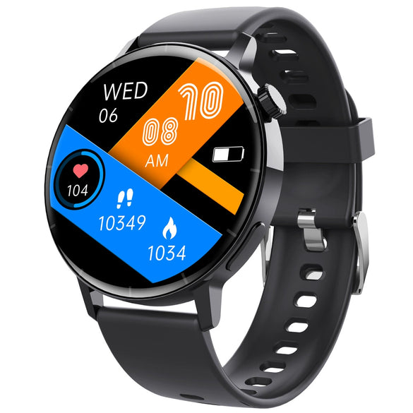 Smart Watch Silicone Wrist Strap Sporty Round Dial Bluetooth Touch Screen Heart Rate Sleep Blood Oxygen Etc Function