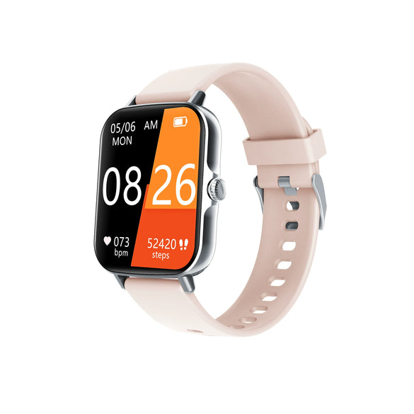 Smart Watch Silicone Wrist Strap Sporty Style Square Dial Blood Oxygen Test Multiexercise Modes Noninvasive Blood Sugar Siri Voice Dialing Touch Operation Compatible With Ios
