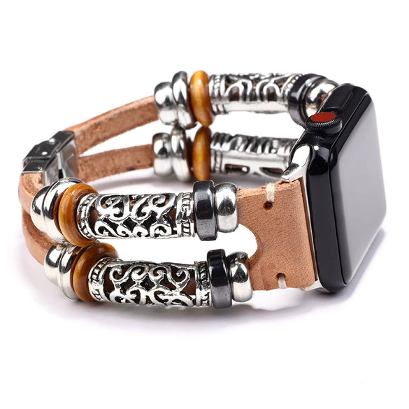 Smart Watch Strap Genuine Leather Alloy Geometric Simple Style Electroplating Unisex