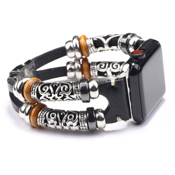 Smart Watch Strap Genuine Leather Alloy Geometric Simple Style Electroplating Unisex