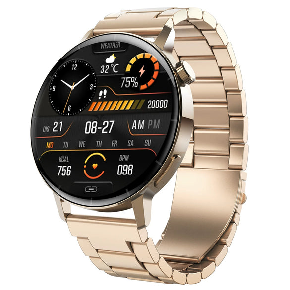 Smart Watch Third Generation Blood Glucose True Blood Oxygen Stress Test Call Exercise Body Temperature Hrv Silicone Wristband Round Dial Sporty Style