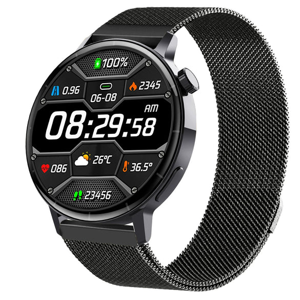 Smart Watch Third Generation Blood Glucose True Blood Oxygen Stress Test Call Exercise Body Temperature Hrv Silicone Wristband Round Dial Sporty Style
