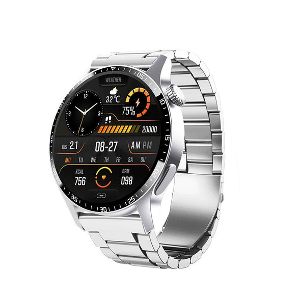 Smart Watch Titanium Alloy Case Silicone Wrist Strap Round Dial Multifunctional Sports Bluetooth Call Blood Pressure Heart Rate Blood Oxygen Monitoring