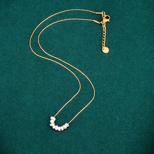 Heart Stainless Steel Inlaid Shell Inlaid Gold Necklace