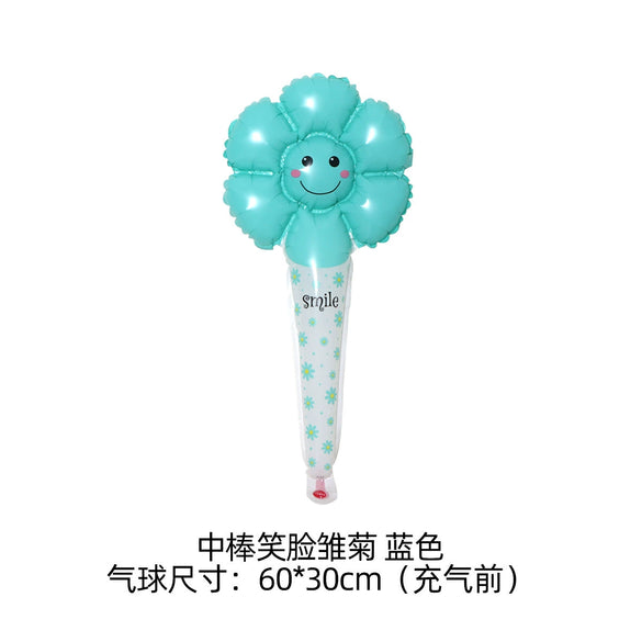Smiley Daisy Aluminum Foil Balloon Flower Party Decoration Photo Prop For Birthday Arrangements